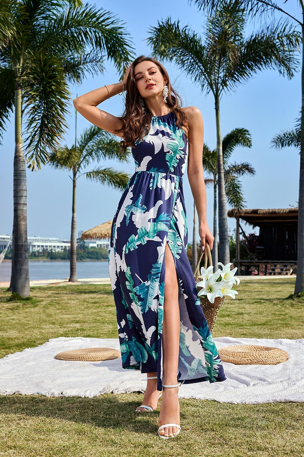 KILIG Women's Summer Floral Beach Flowy Split Maxi Long Dresses - Image 2
