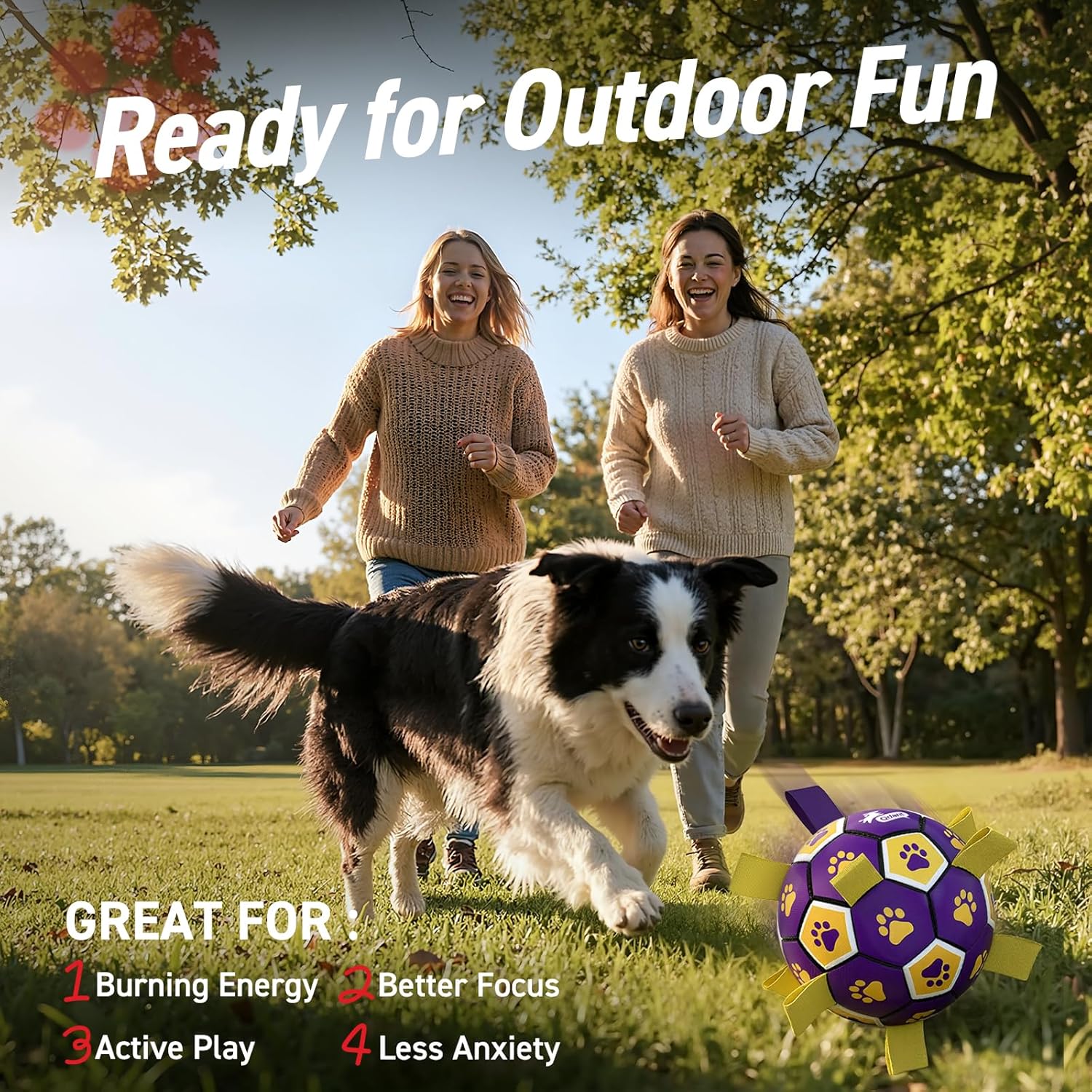 QDAN Dog Ropes Toys, Soccer Ball with Straps, Dogs Water Toy, Durable Dog Balls for Small Medium Breed（6 Inch） thumbnail
