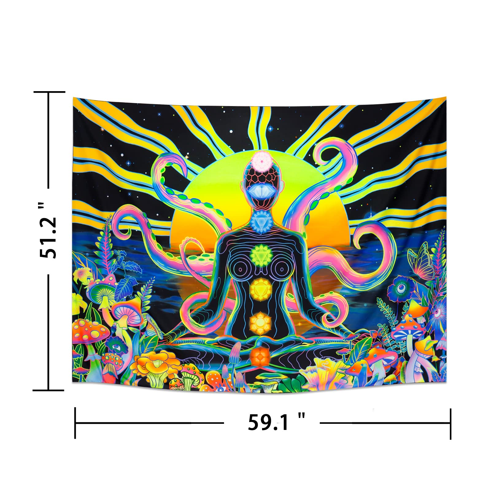 Amazon.com: Ameyahud Blacklight Seven Chakra Zen Tapestry UV