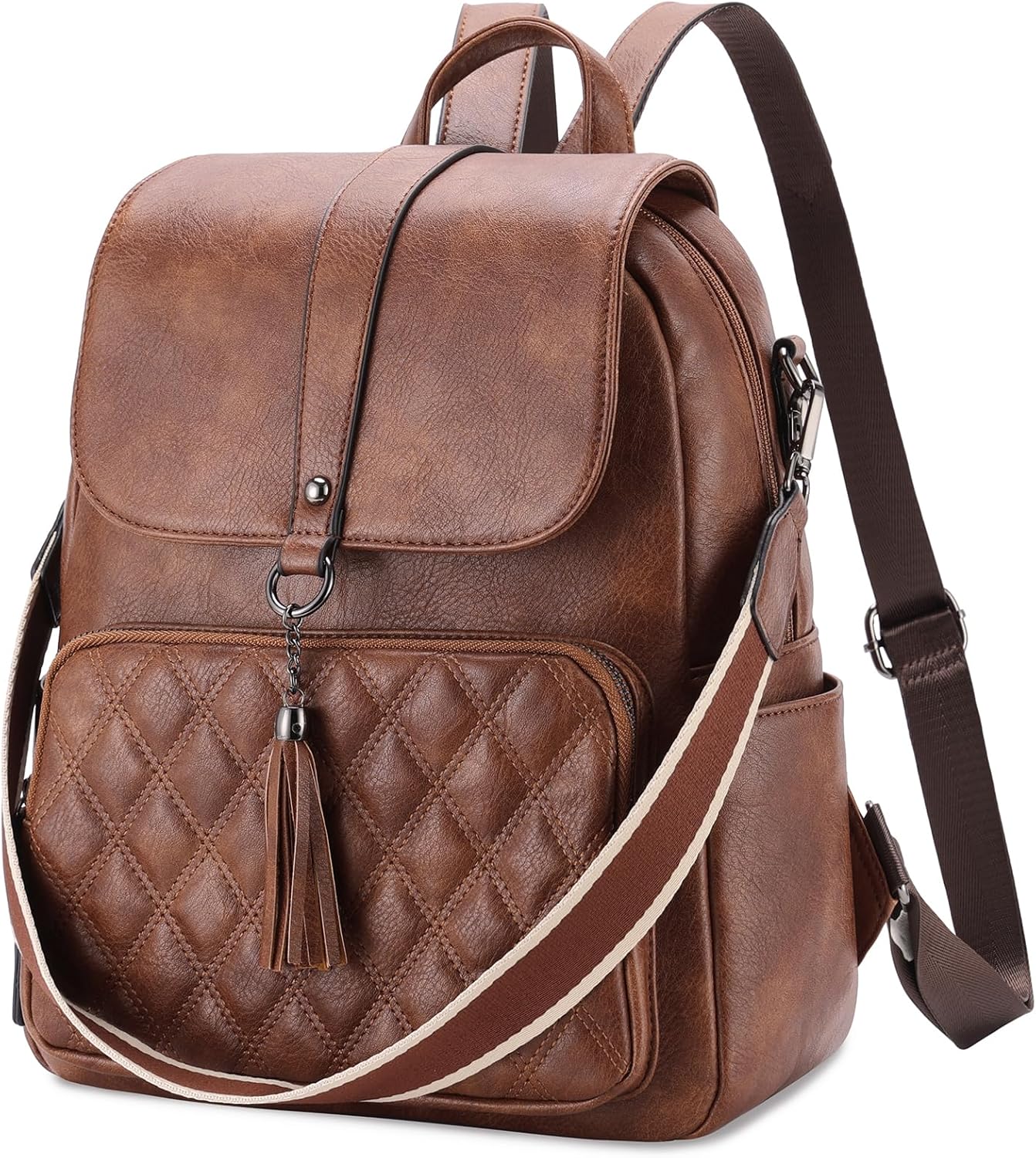 VX VONXURY Backpack Purse for Women Fashion Anti-Theft PU Leather Backpack Shoulder Bag Convertible 2 Ways for Travel Work,Brown