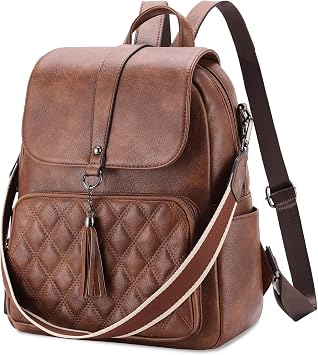 VX VONXURY Backpack Purse for Women Fashion Anti-Theft PU Leather Backpack Shoulder Bag Convertible 2 Ways for Travel Work,Brown