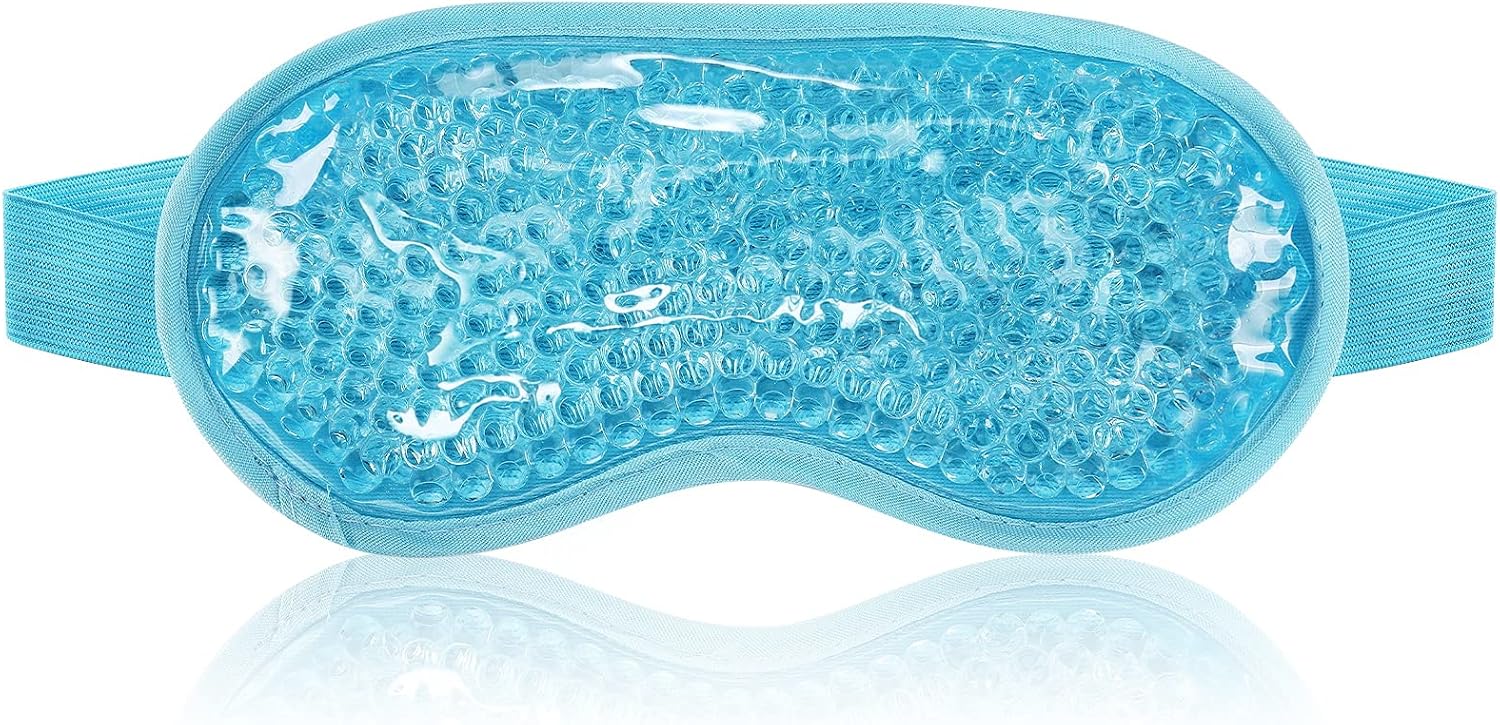 KOLTECH Cooling Gel Ice Eye Mask, Reusable Hot Cold Pack Compress for Stress Relief, Headaches, Migraines, Puffiness, Dark Circles, Puffy Eye, Eye Bags, Dry Eyes (Blue) : Beauty & Personal Care