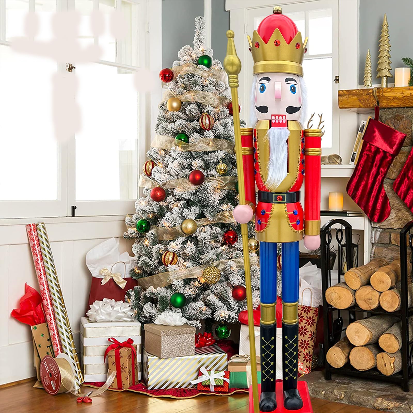 Figurine géante de Casse-Noisette en Bois 150cm King Red K01.