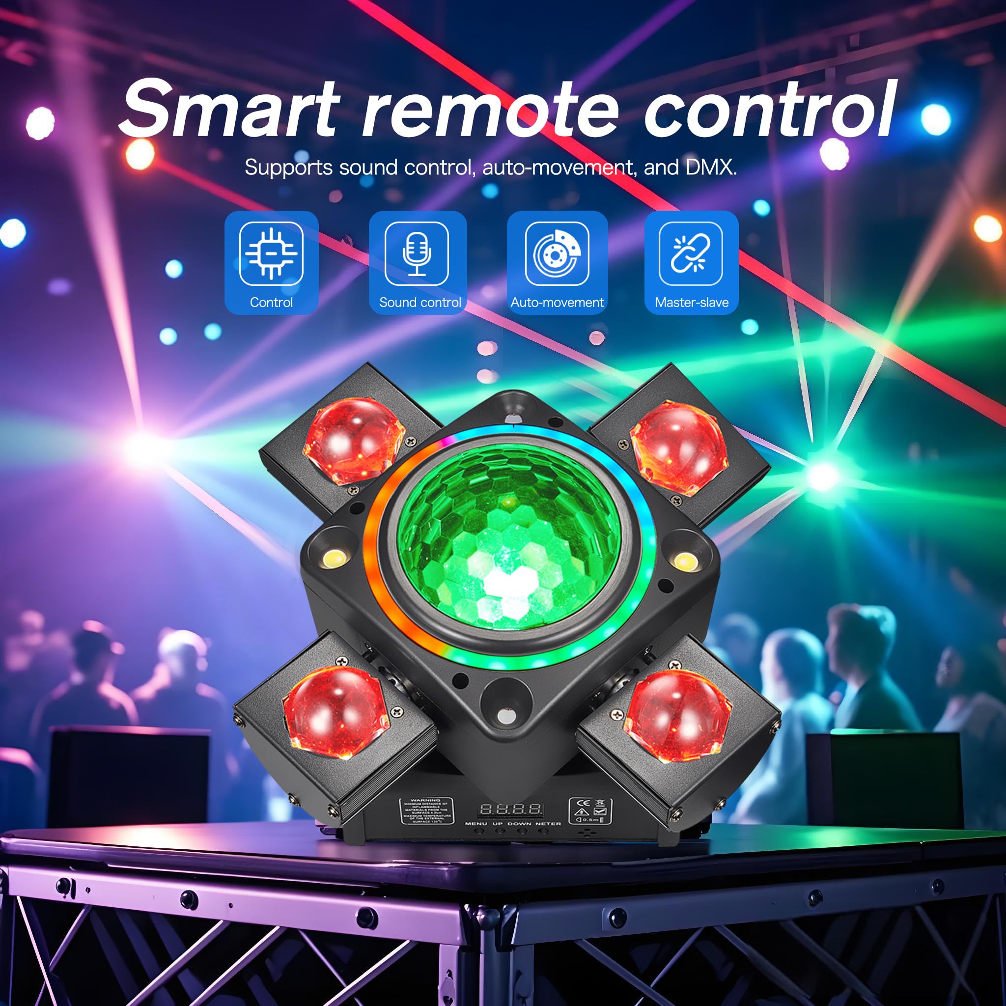 DJ Discolicht Partylicht, Moving Head XJG-102,LED RGB Licht DJ Projektor Musikgesteuert DJ Disco Lichter, DMX Effektstrahler,Für KTV Familientreffen Hochzeit Geburtstag Halloween