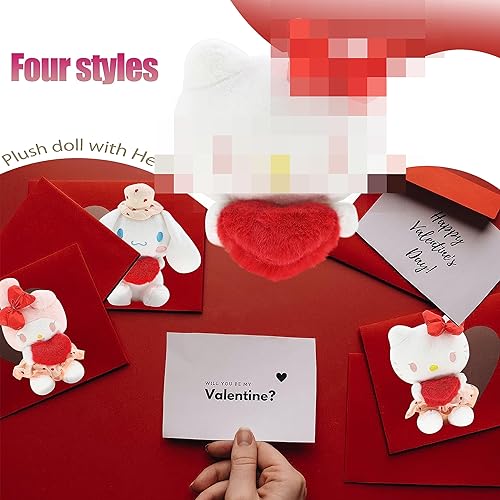 Miniatura 6 de Ahlsense Lindo animal de peluche con corazón suave Kawaii, juguetes de peluche para niños, regalos de San Valentín para niñas, amantes de la