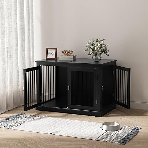 Miniatura 5 de Furniture Style - Jaula para perros con cojín, perrera mediana para mascotas, jaula para perros pequeños y medianos, perrera decorativa con placa