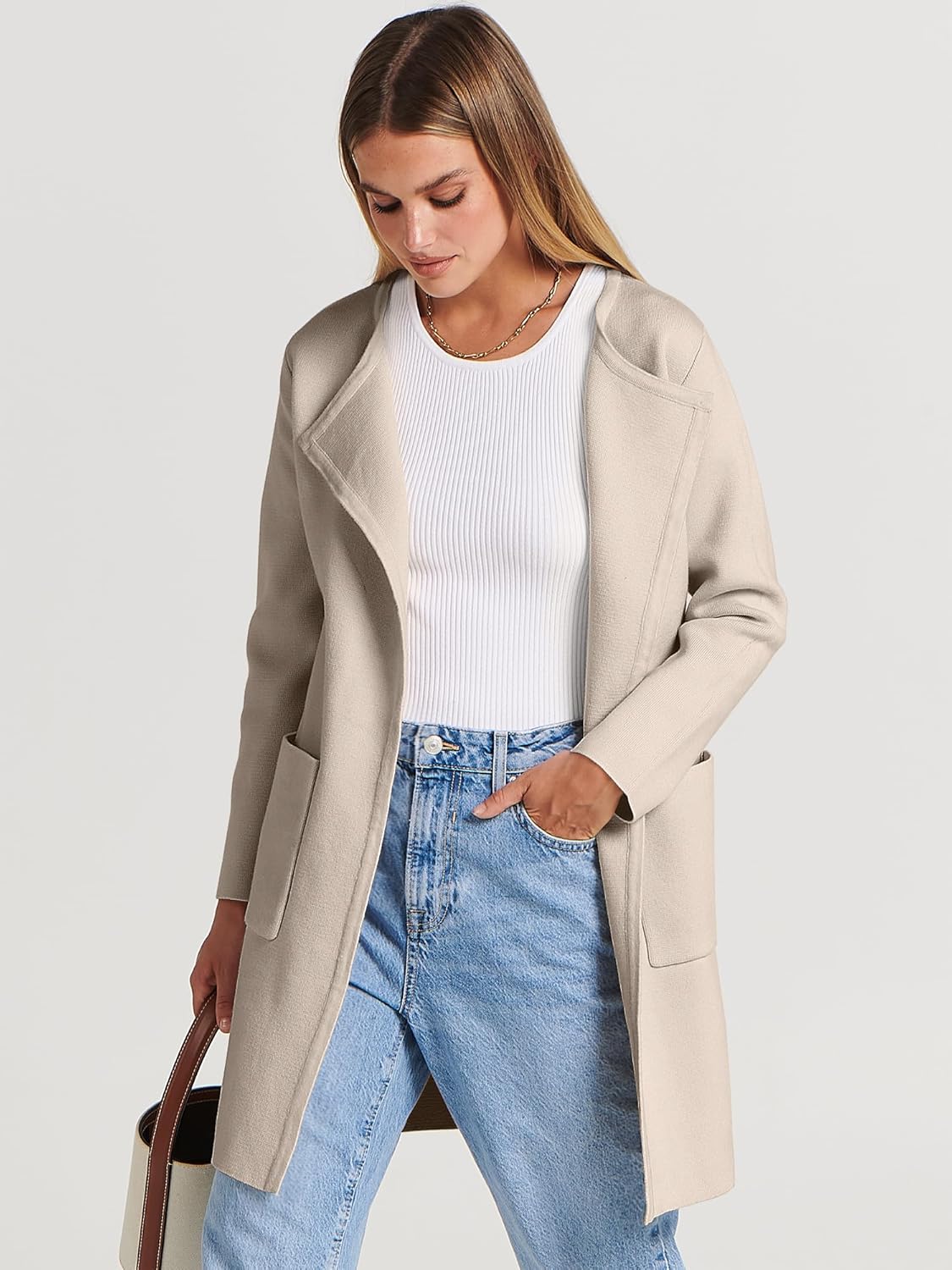 ANRABESS Womens Cardigan Sweater Open Front Knit Long Coatigan Dressy Casual Jacket Coat 2025 Fall Outfits Classy Clothes - Image 2