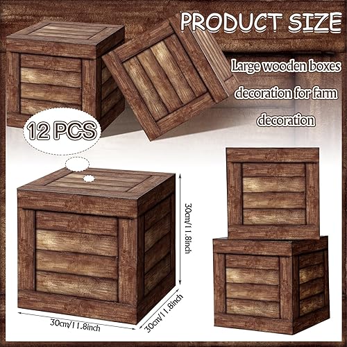 Miniatura 3 de 12 cajas de decoración de fiesta de vaquero occidental, cajas de madera de grano de madera, cajas de madera falsa para centros de mesa, accesorios