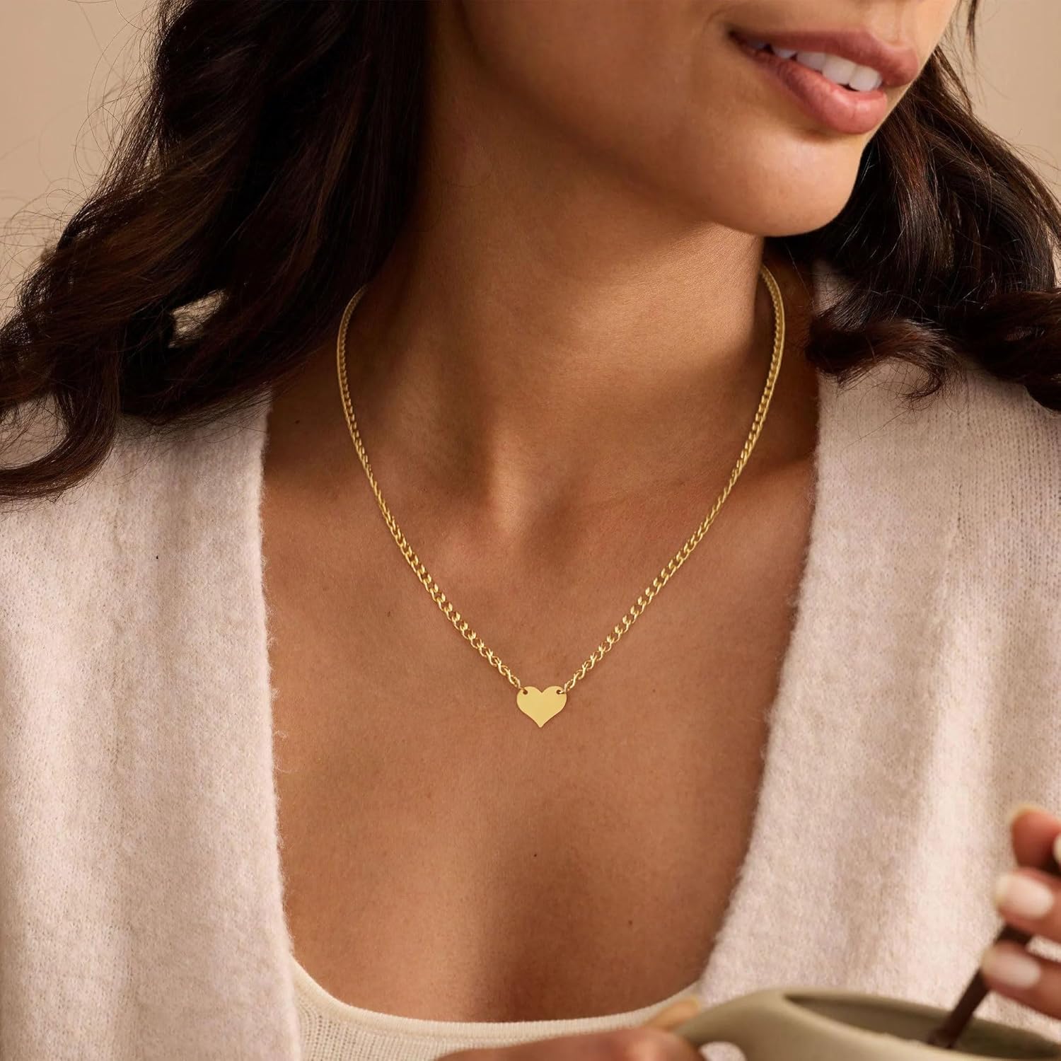Cute Heart Necklace for Women, Small Cute Stuff for Teen 14K Gold Plated Heart Pendant Choker Necklace Dainty Gold Friendship Necklace Teen Birthday Gifts Trendy Stuff Gold Jewelry Gifts - Image 3