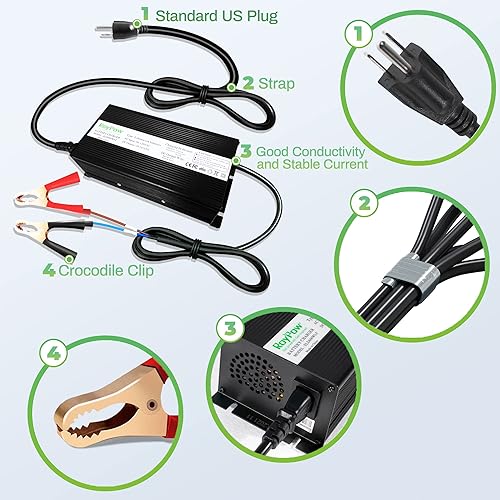 Miniatura 9 de Batería de litio de 24 V 50 Ah con cargador de batería de 24 V, batería recargable LiFePO4 con mantenedor de batería de 15 A