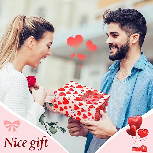 Miniatura 6 de Chiisong - Rollos de celofán para el día de San Valentín, 32 pulgadas x 100 pies, rollo de plástico transparente con corazones transparentes, cesta