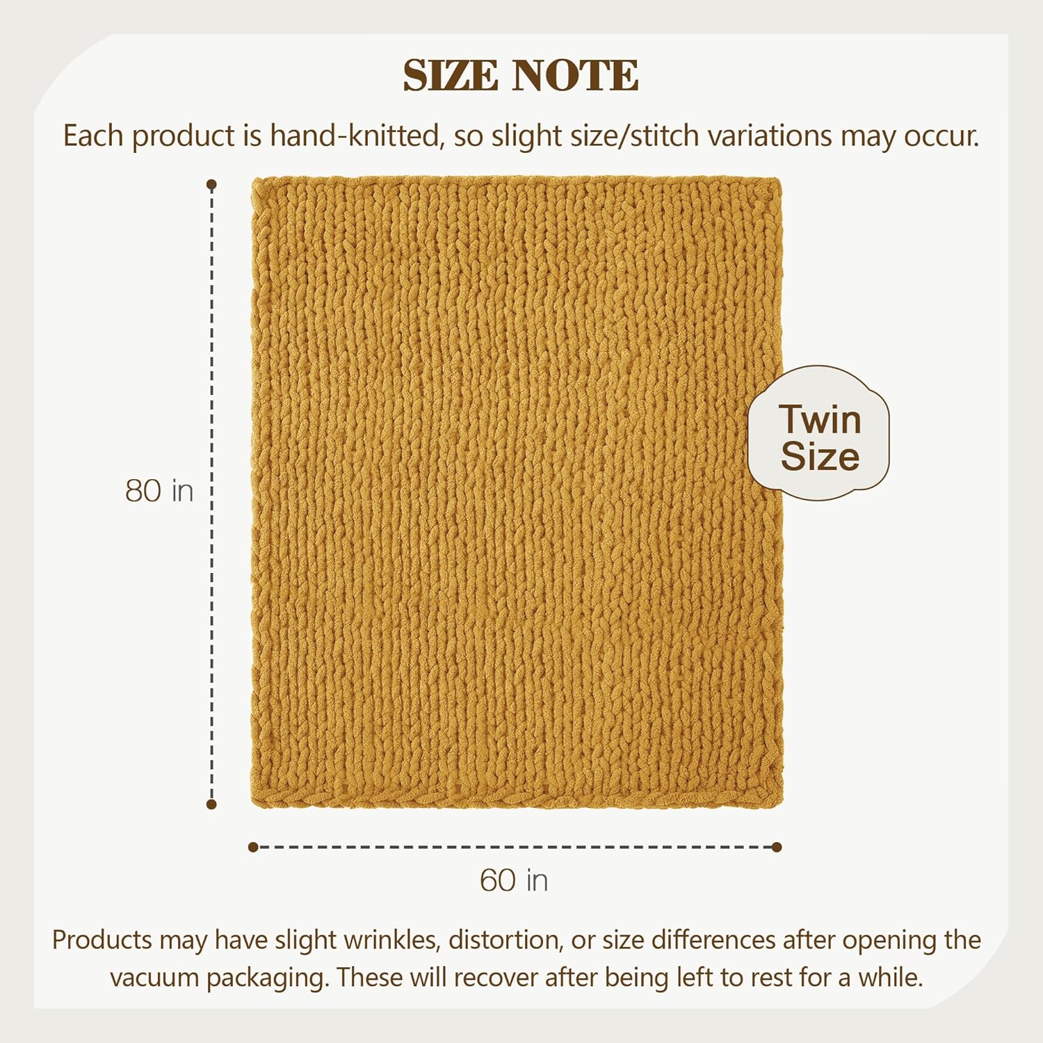 Carriediosa Chunky Knit Throw Blanket 60" X 80" Twin, 100% Hand Made Large Chenille Loop Yarn Soft Fluffy Throws for Couch Sofa Bed, Big Crochet Cozy Heavy Thick Cable Woven Blanket, Yellow - Image 3