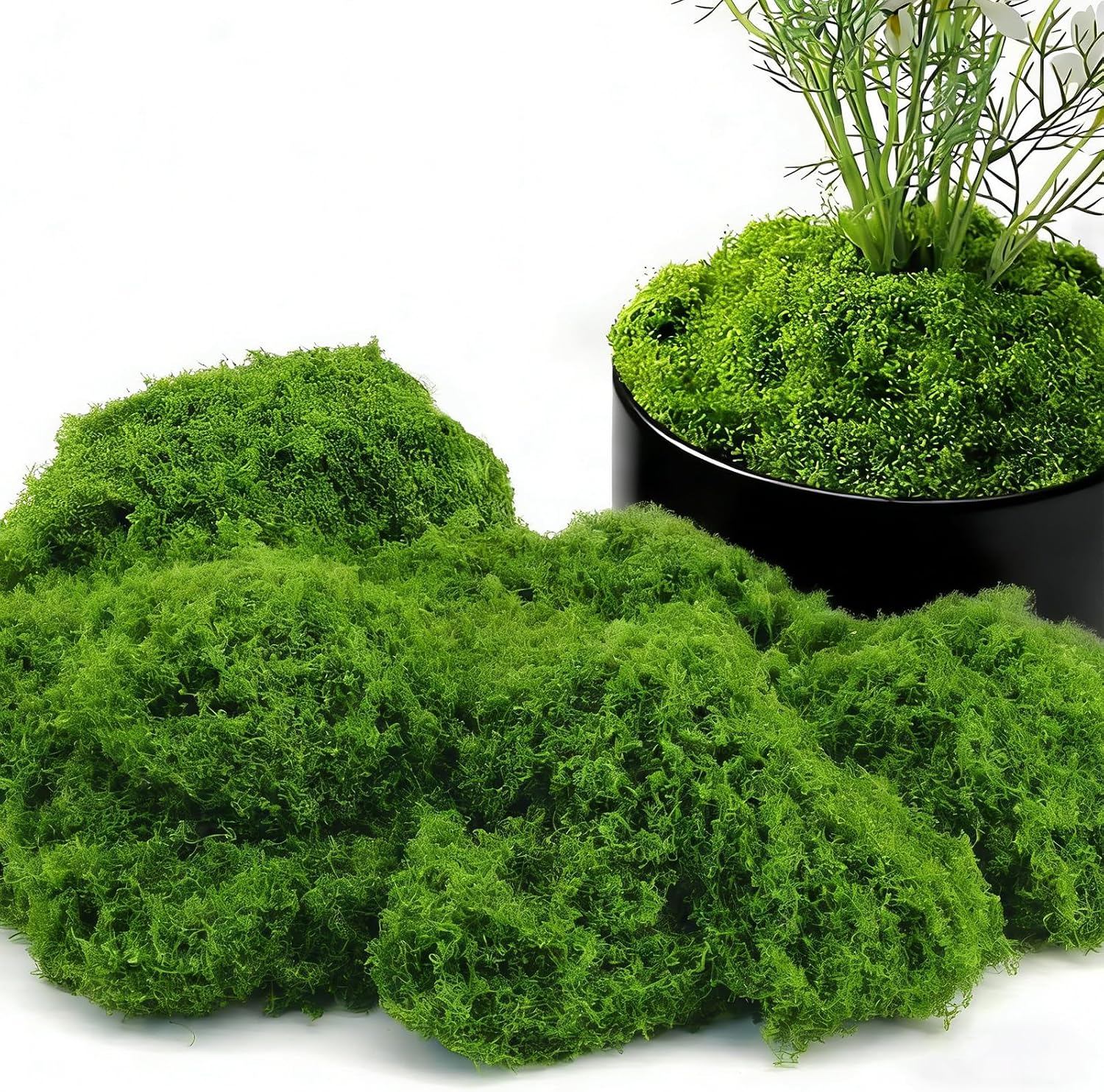 Fake Green Moss for Crafts, Artificial Moss for Potted Plants Indoor, 7OZ Faux Decor for Fairy Garden, DIY Decorative, Vase Fillers, Wedding Party, Model Making (Dark Green)