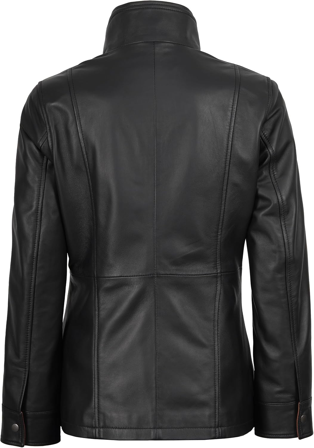 Decrum Leather Coats for Women - Real Lambskin Car Coat Style 3/4 Length Long Leather Jacket Women - Image 4