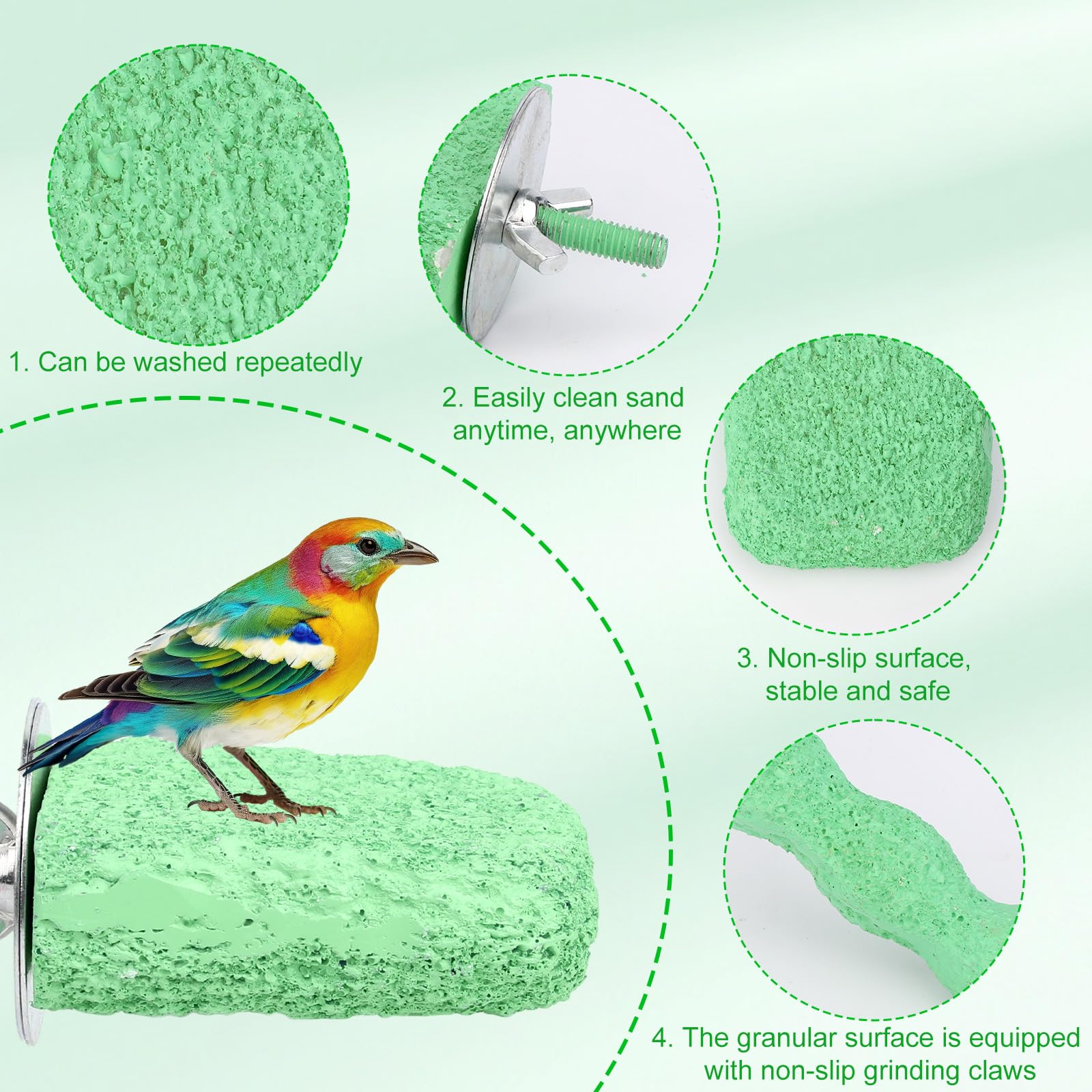 2pcs Anti-Slip Bird Beak Grinding Stones, Washable Resin Bird Beak Trimmer & Nail Filing Stand Platform Cage Accessories for Parrots Budgies Cockatiels Parakeets - image 4