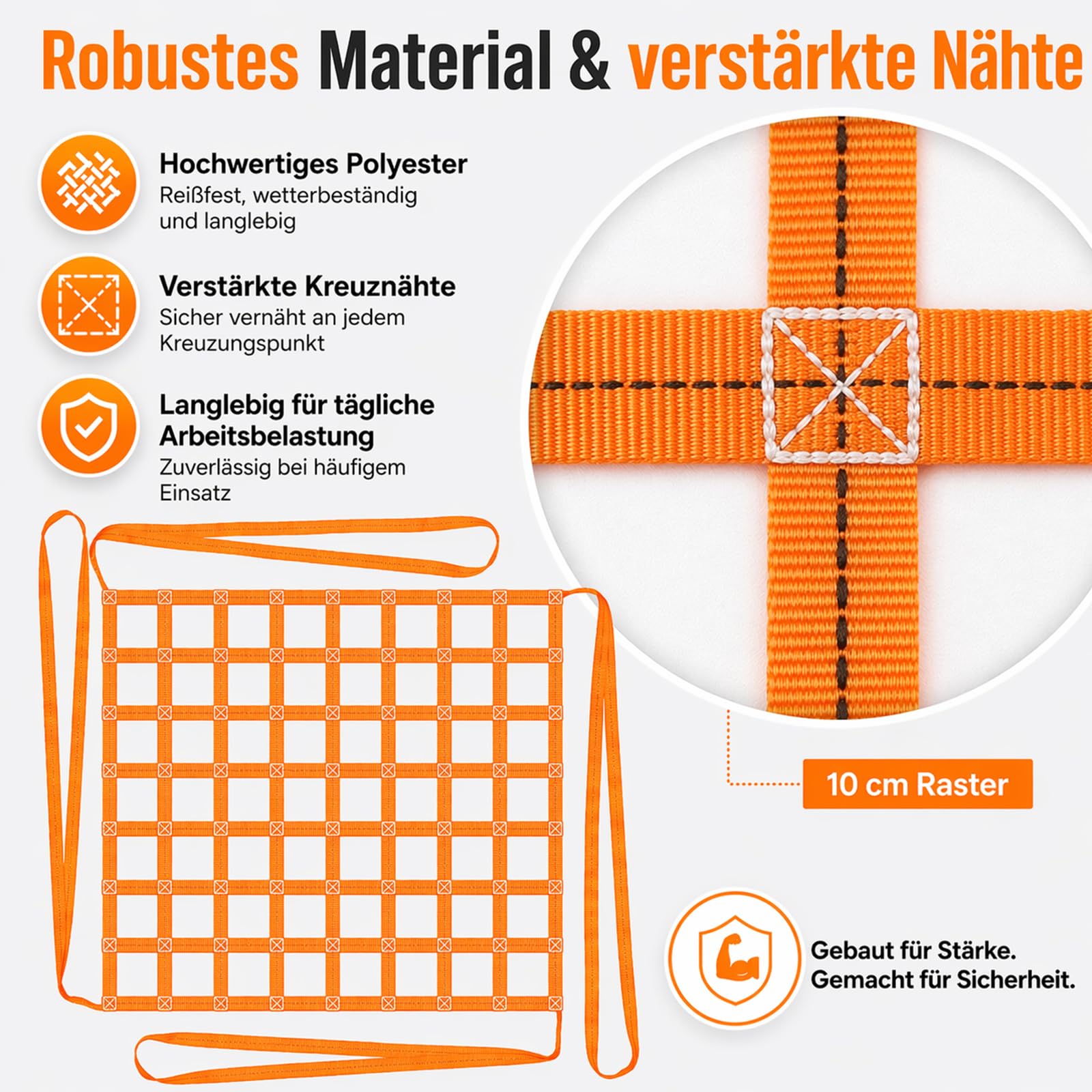 Hebe-Hebenetz, 1 X 1 m Ladung Hängendes Netz, Polyester Ladungshebenetz, 10cm Quadratische Mesh Load 300kg, Hangendes Hebenetz Zum Be Und Entladen Von Fracht