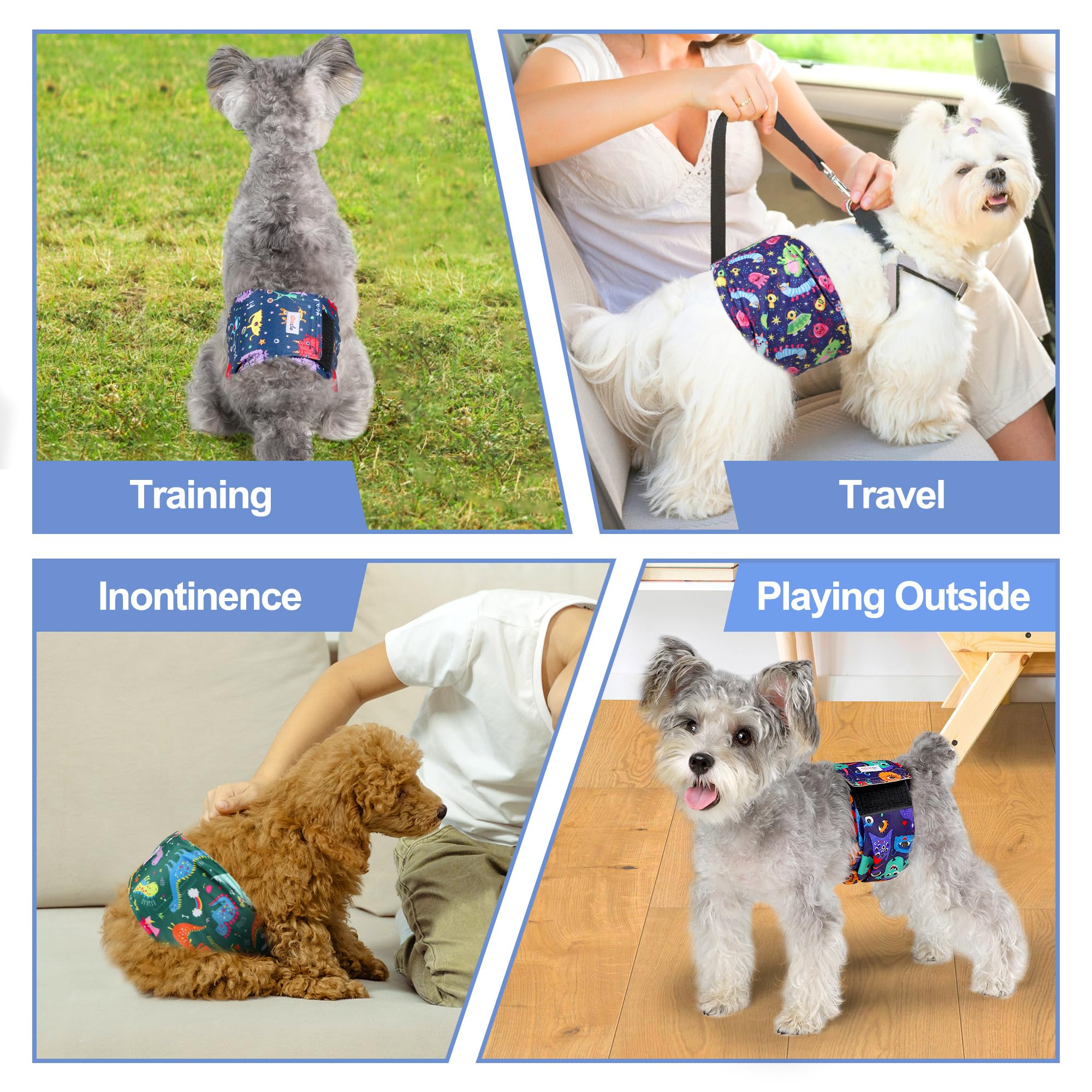 Washable Male Dog Belly Bands – Reusable Diapers For Potty Training, Incontinence & Marking, 5-Pack, Adjustable Fit