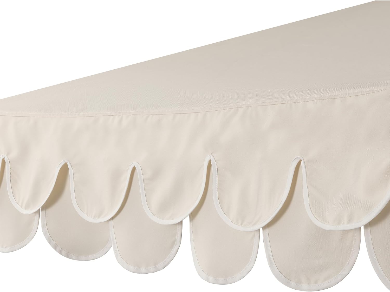 JONATHAN Y UMB1002C Tracy 9 ft. Classic MidCentury Scalloped Fringe Market Patio Umbrella with Auto-Tilt, Crank, Wind Vent and UV Protection in Cream/White