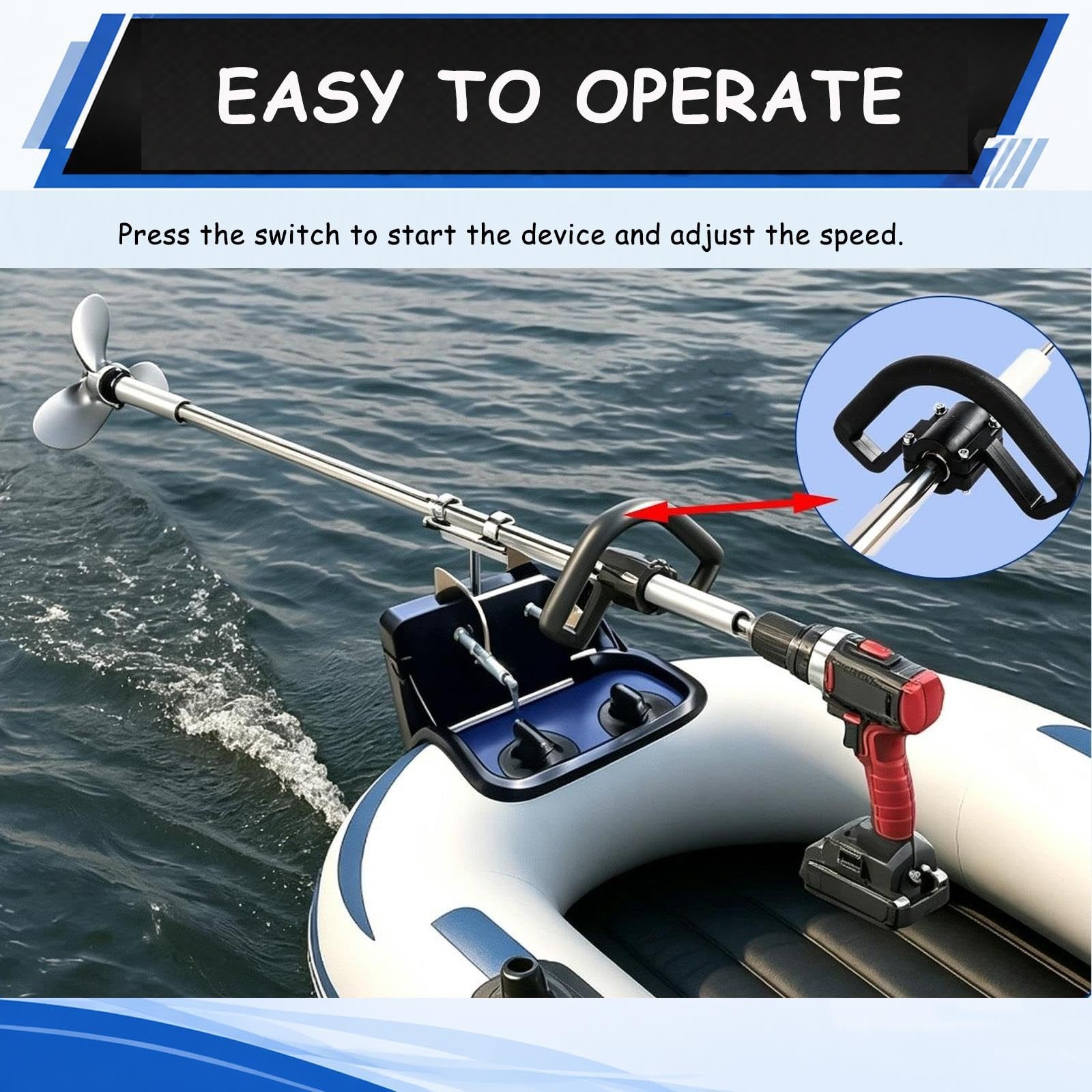 Hélice para Kayak Accionada por Taladro, Hélice Aluminio 3 Palas