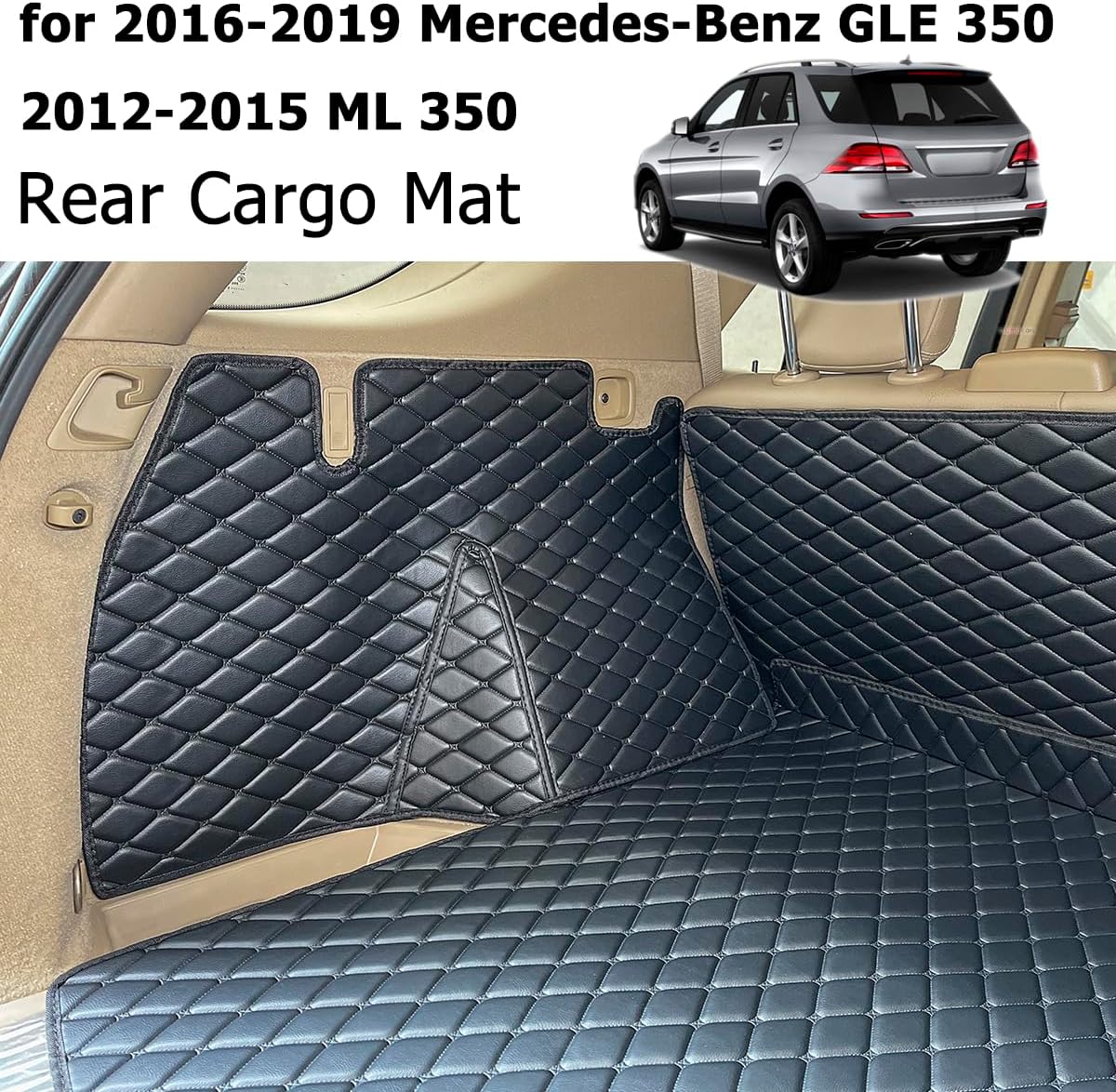 Cargo Mat Compatible with 2016-2019 Mercedes-Benz GLE & 2012-2015 Benz ML Trunk Mat Benz GLE350 ML350 GLE43 GLE63 ML550 ML63 Cargo Liners - Image 4