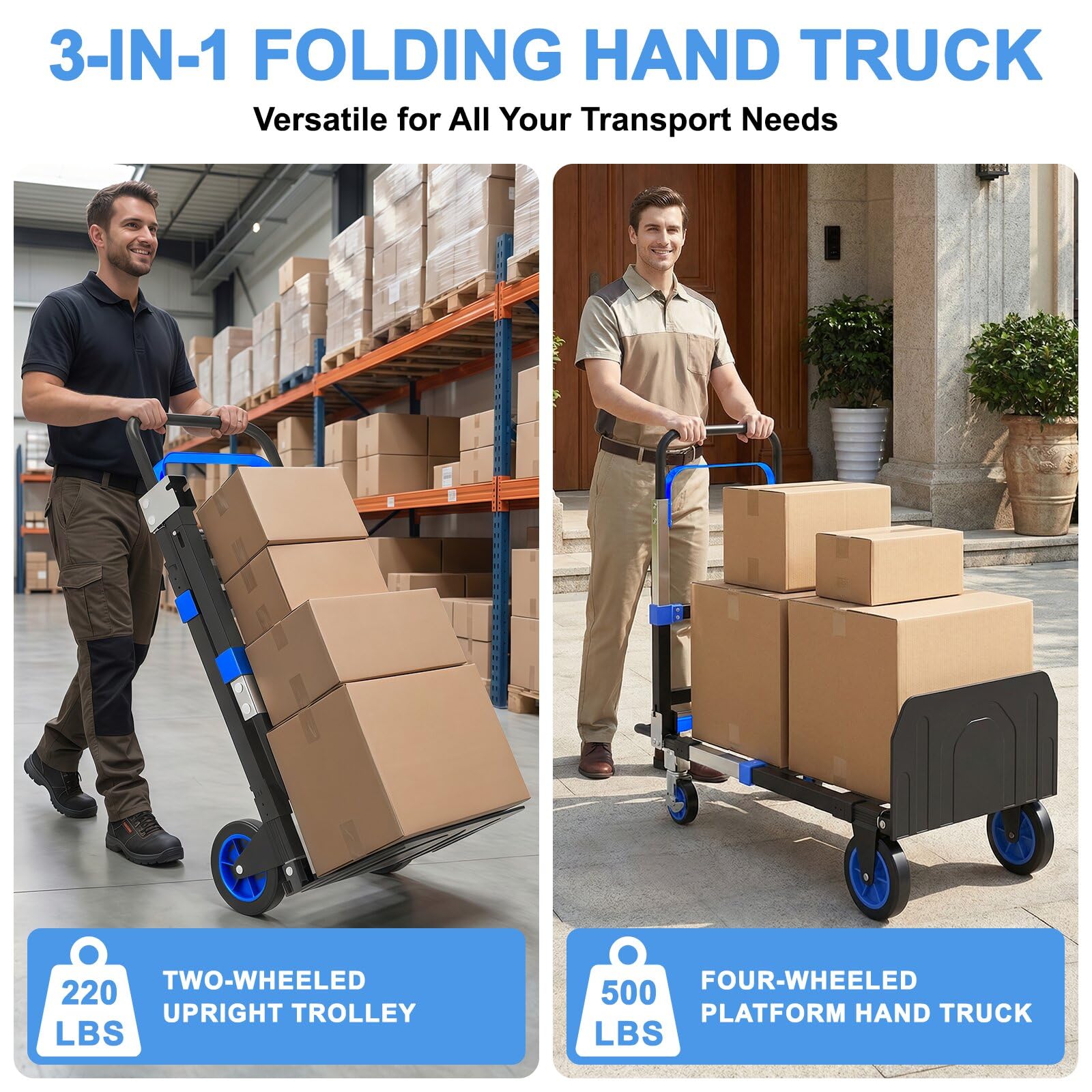 3-in-1 Folding Hand Truck Dolly - Move Anything! -3