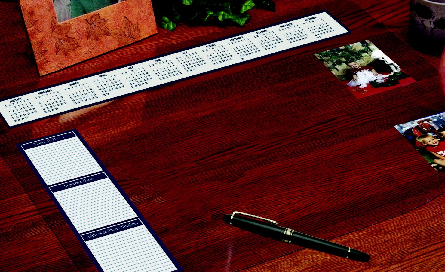 House of Doolittle Vinyl Heavy Gauge Desk Protector with Reference Calendars and Note Strip, 20 x 36 Inches, Clear