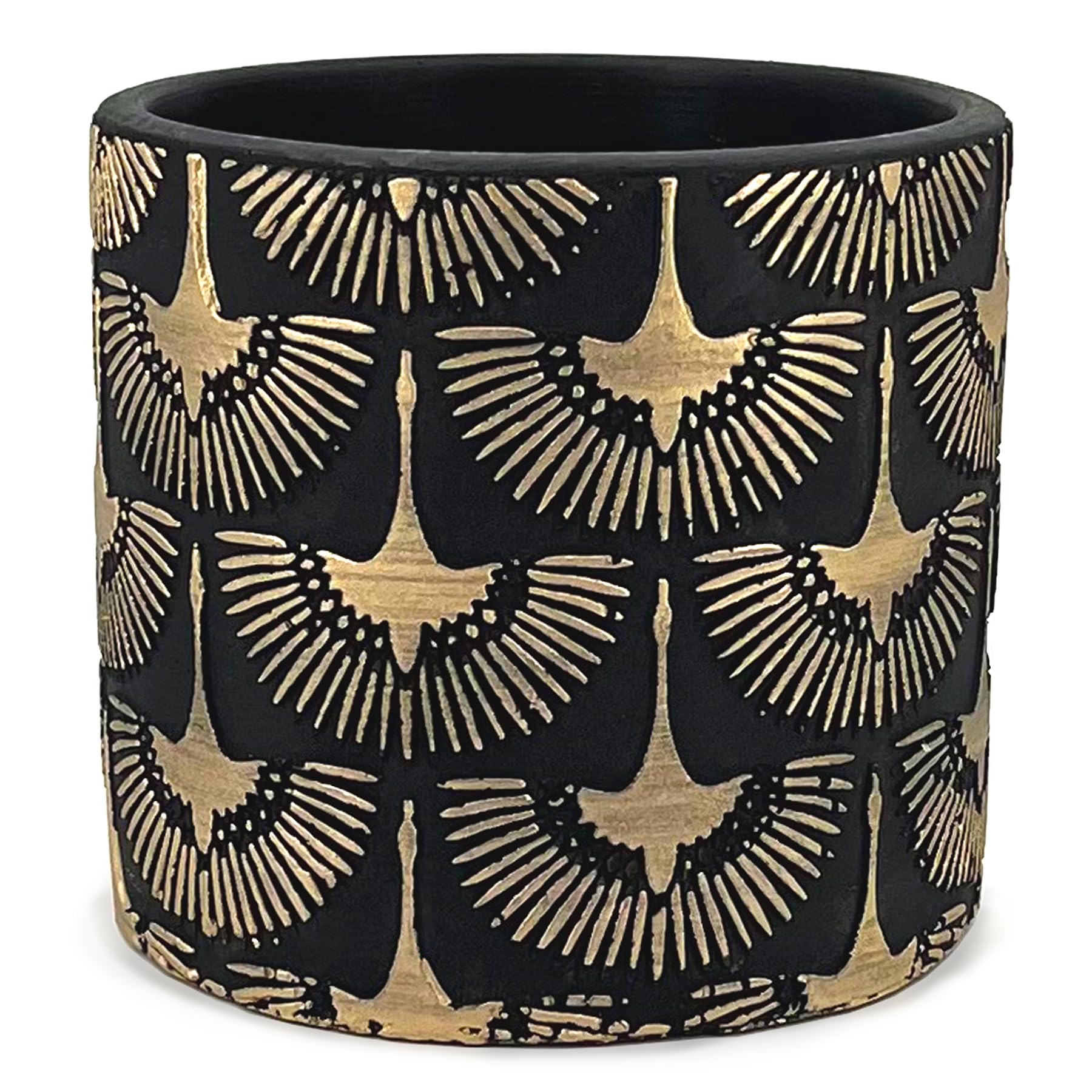 Vimin Box Black / Gold Phoenix Terracotta Vase Hand Decorated Gold Plant Flower Pot Home Decor Diameter 17.5Cm