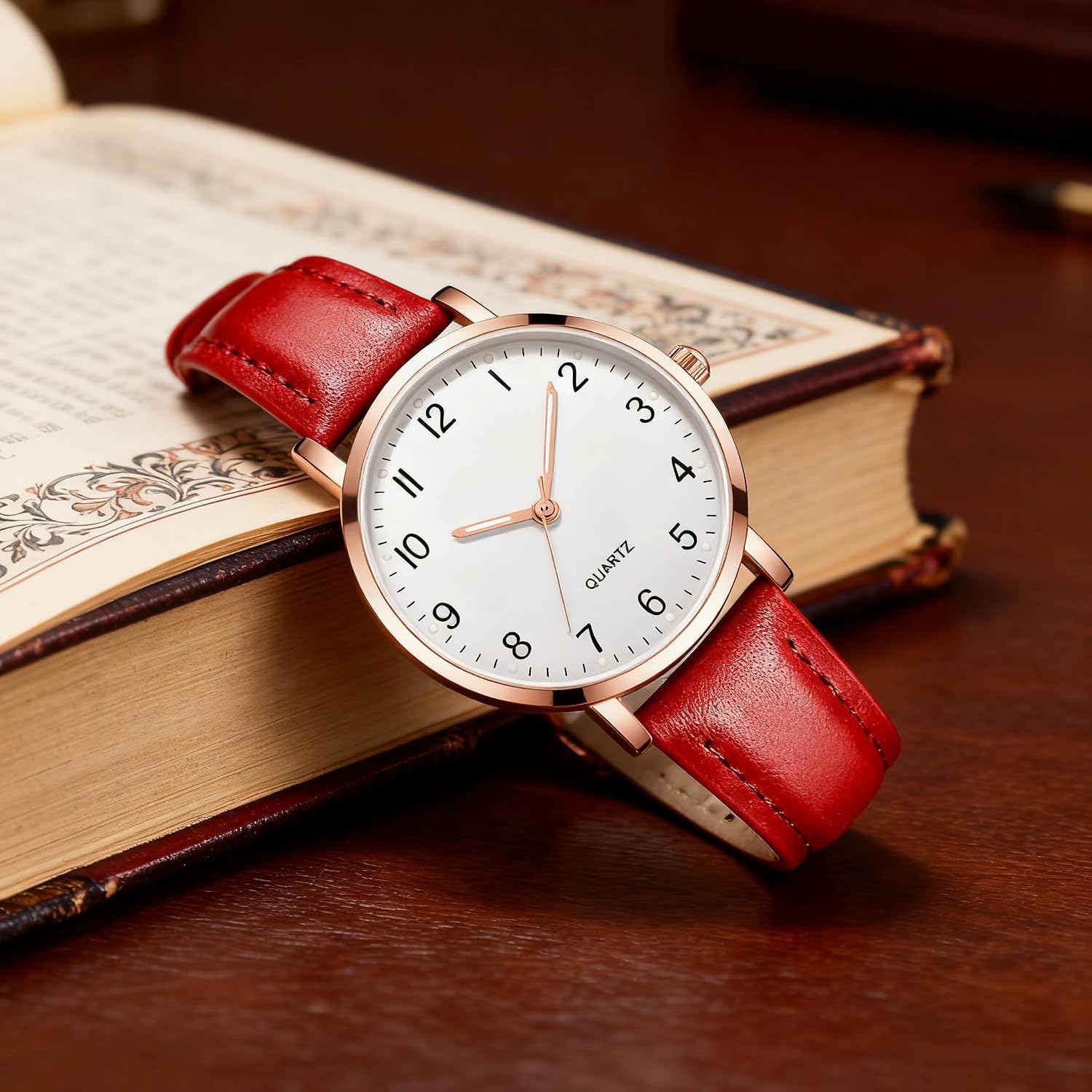 Women Round Watches Rose Gold case Stylish Quartz Pointer Design, Specially Designed for Ladies' Wrist Watches