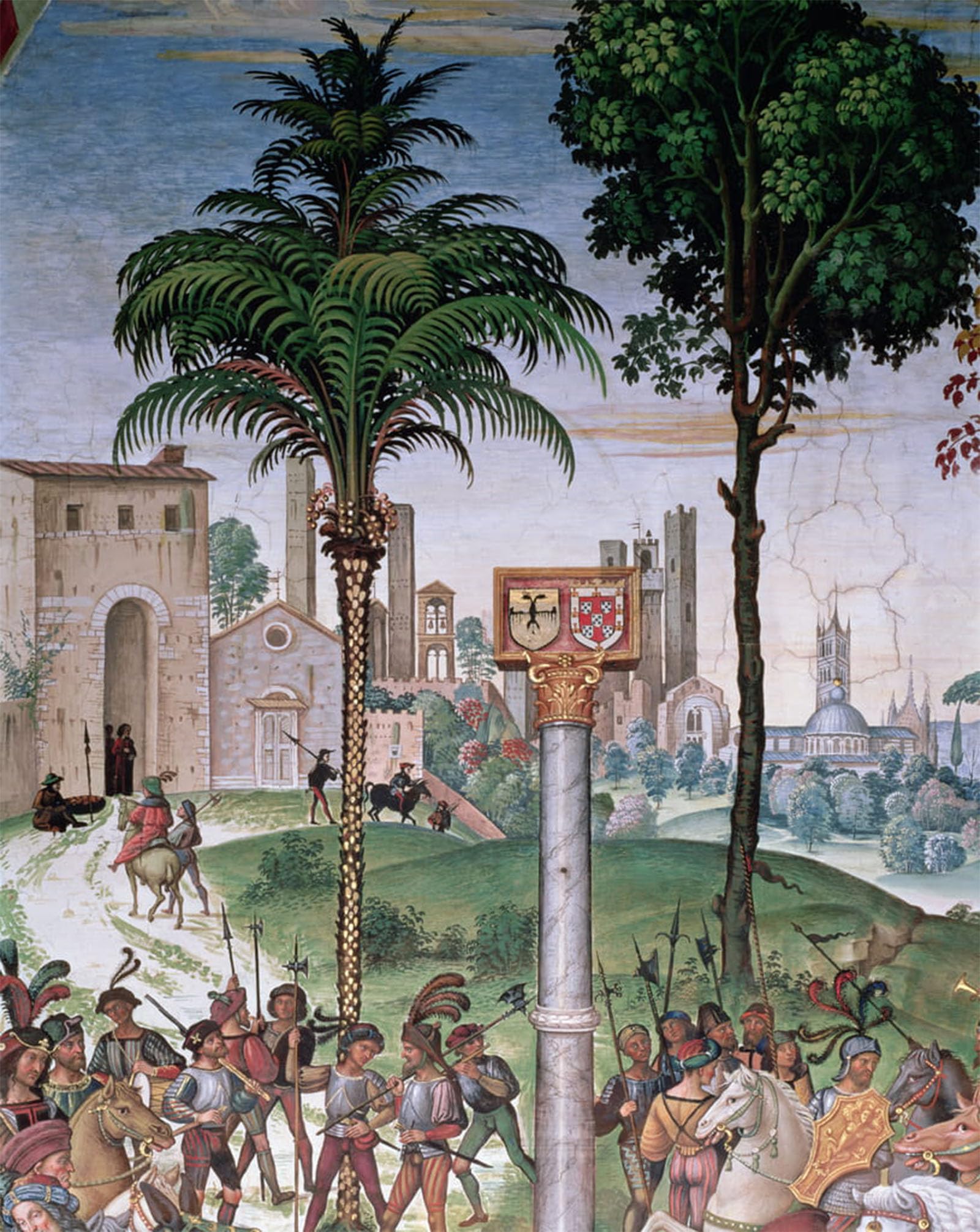 SERENDIPITP Vintage Picture Print on Canvas Wall Art Poster View of with the Cathedral and Porta Camollia by Bernardino Di Betto Pinturicchio Artwork Print Poster for Wall Decor 60x90cm
