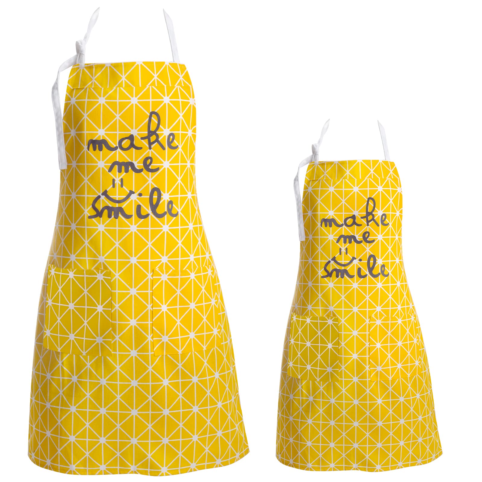 2 Pack Matching Aprons with Pockets for Kids and Adults,Perfect for Mommy and Me Cooking,Baking,Painting