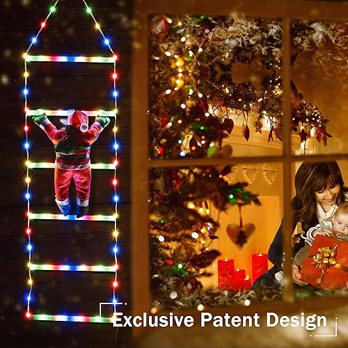 Vista 3 de Toodour Luz LED de Navidad, luces decorativas de escalera de Navidad de 2.5 pies con Papá Noel, luz de decoración de Navidad para interiores