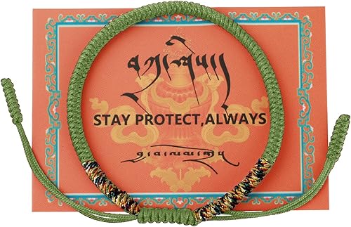 Vista 15 de Auténtica pulsera de nudo Dorje bendecida hecha a mano por monjes tibetanos con protección y talismán para mujeres y hombres F-rojo+multicolor+rojo