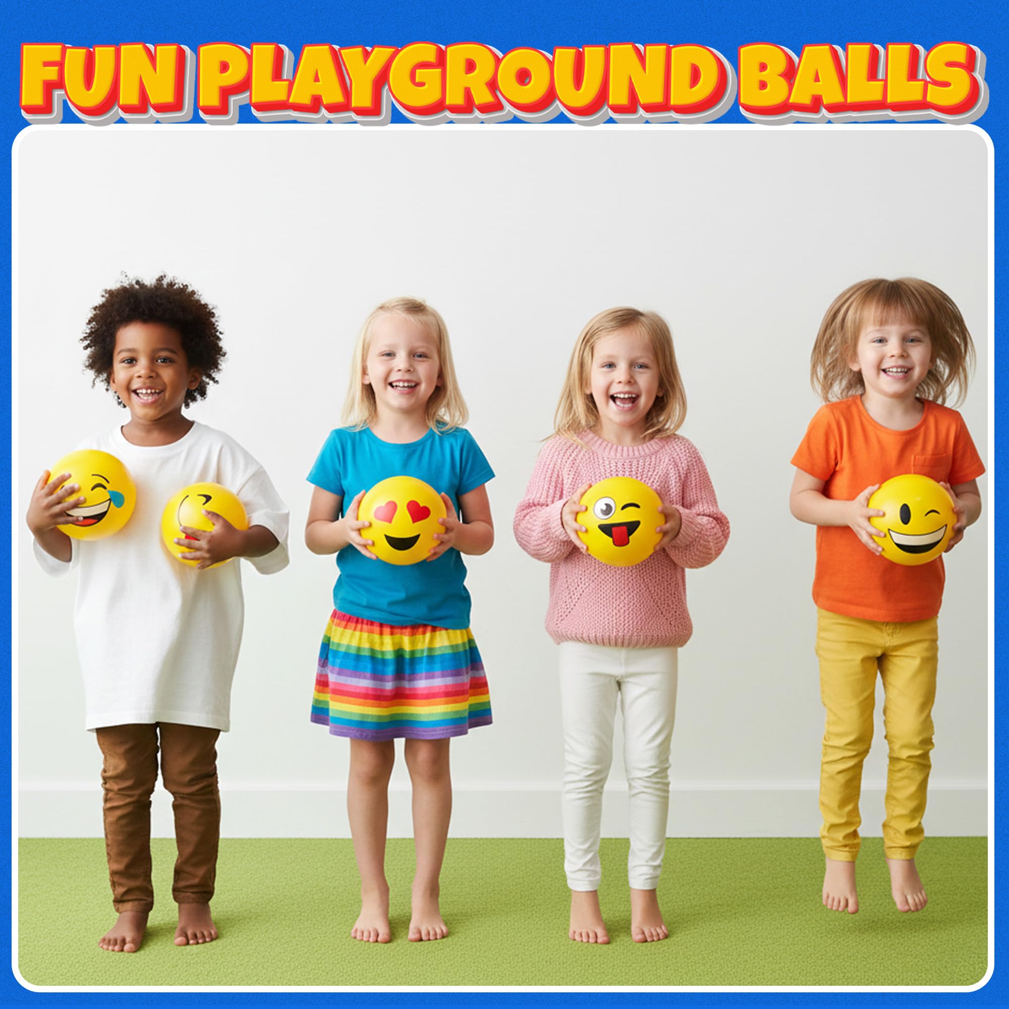 Palline rimbalzanti per viso felice da 8,5 pollici o 5 pollici per bambini e bambini piccoli, palline gialle da patio con 5 disegni divertenti, regali di palla leggera per ragazzi e ragazze dai 3 ai 5
