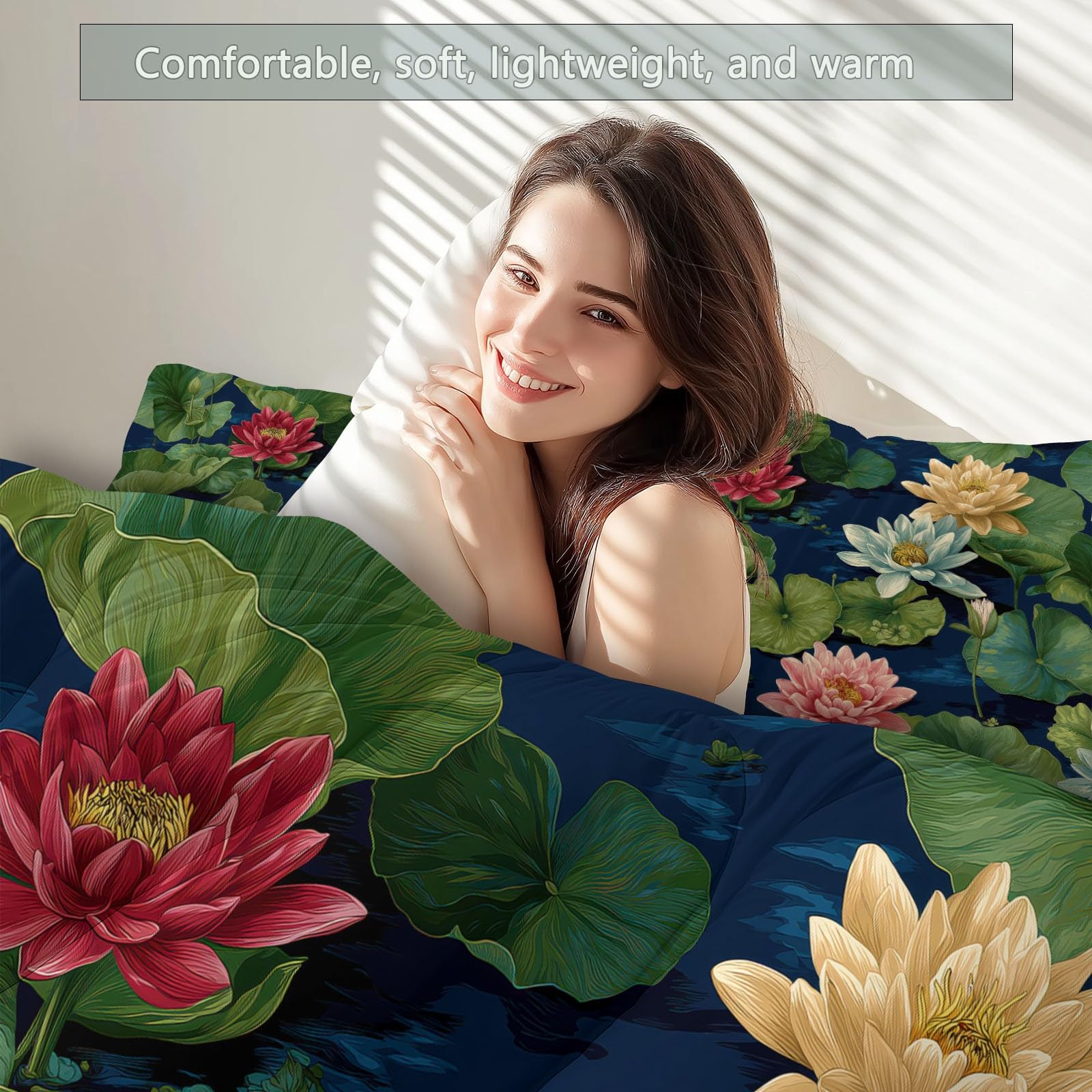 Piumino per adulti 140 x 200 cm, blu piumino 4 stagioni senza copripiumino Ukiyo-E giapponese Edredon trapuntato, stampa reversibile caldo, con 2 federe 65 x 65 cm