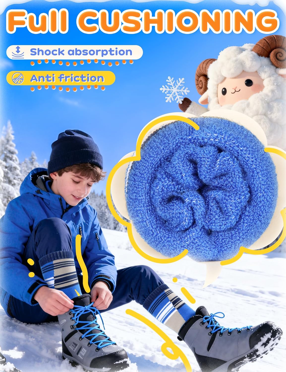 Supertrip Kids Merino Wool Ski Socks 3 Pairs Boys Girls Youth Thermal Winter Warm Thick Socks for Skiing Snowboarding - Image 3