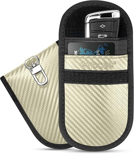 Vista 110 de TICONN Faraday - 2 bolsas para llavero, protector de jaula Faraday de 3.5 x 5.0 pulgadas, bloqueo de señal RFID para automóvil, bolsa antirrobo Negro