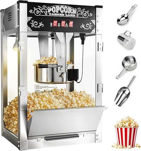 Miniatura 16 de Máquina comercial de palomitas de maíz de 12 onzas, 850 W, máquina de palomitas de maíz de cine, máquina de maíz de mesa roja con control de 3 Rojo