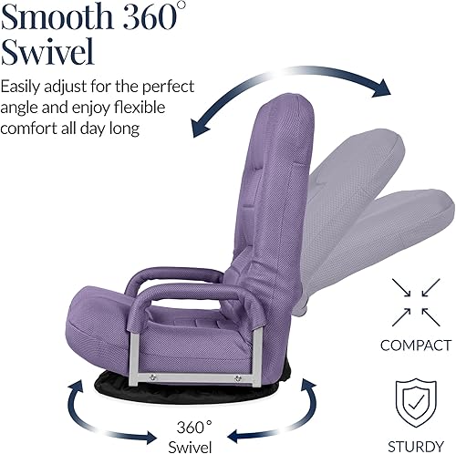 Miniatura 74 de Best Choice Products Silla giratoria para videojuegos de 360 grados, multiusos, para TV, lectura, jugar videojuegos, con soporte lumbar, asas de