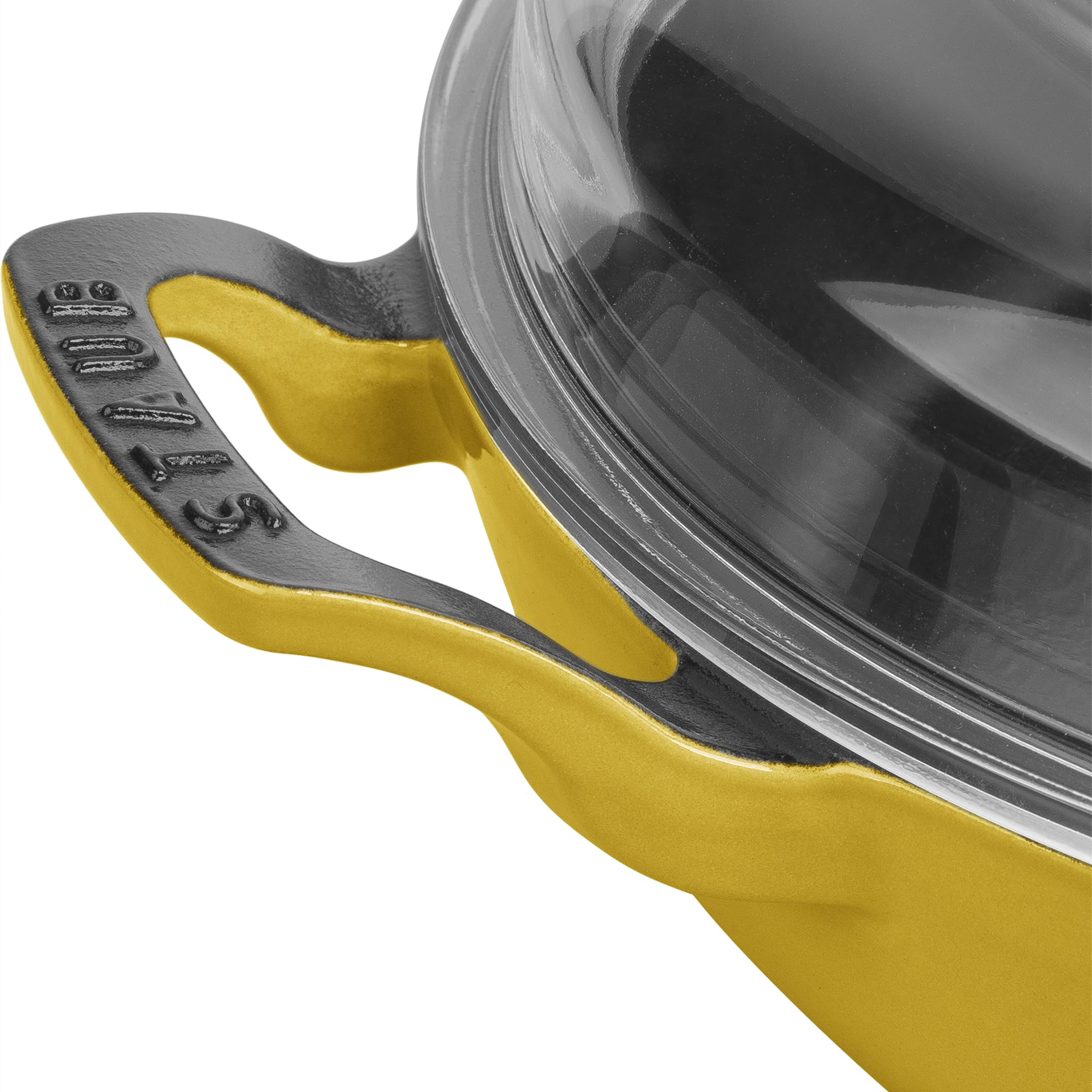 Staub Cacerola de hierro fundido de 3.5 cuartos con tapa de vidrio - Citron