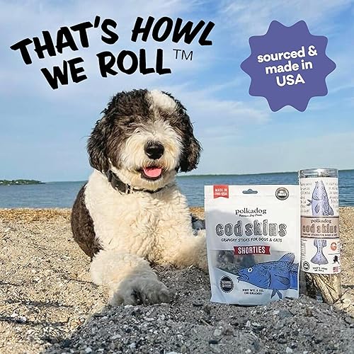 Miniatura 7 de Polkadog Pieles de bacalao para perros (4.7 oz regular) Un solo ingrediente, piel de pescado capturado en la naturaleza golosinas para perros para