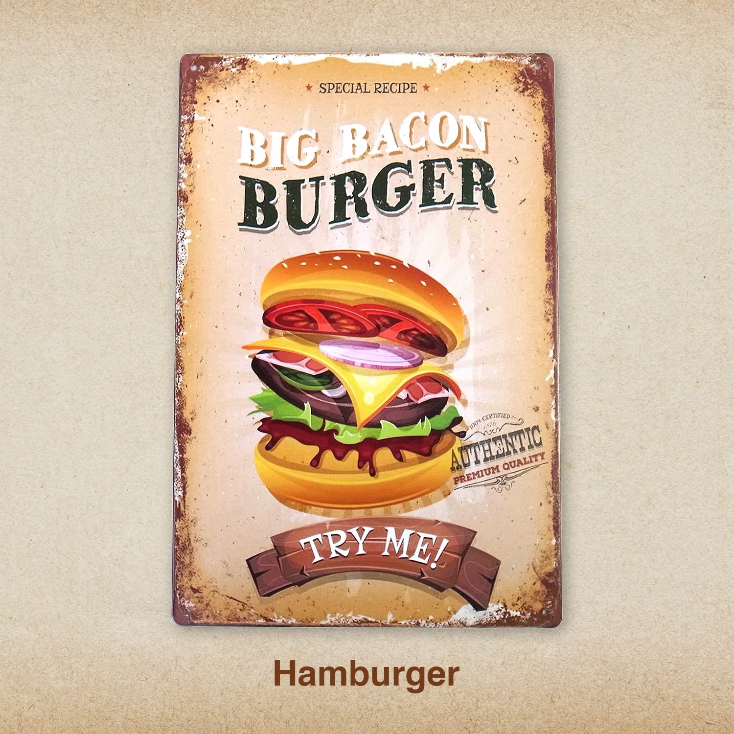 Amazon.co.jp: ハンバーガー ブリキ看板 20cm×30cm ジャンクフード