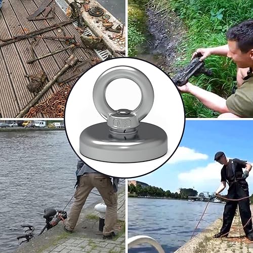 Miniatura 6 de Imán de pesca de alta potencia de 180 libras, kit de pesca con imán grande, imanes súper potentes con neodimio de tierras raras para río, pesca