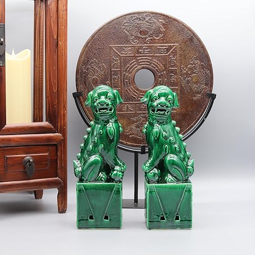 Miniatura 3 de Eastern tide Par de perros Foo, Perros Fu, perros Buda, Leones guardianes chinos, escultura de cerámica, decoración del hogar