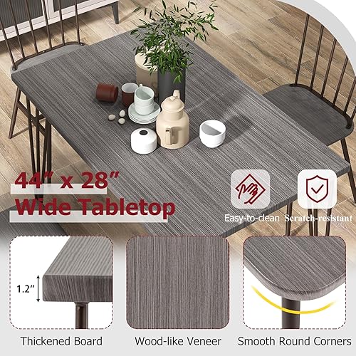 Miniatura 8 de Tangkula Juego de 4 mesas de comedor para 4, mesa de cocina y sillas con marco de metal, pies giratorios de 360, juego de mesa de comedor que ahorra