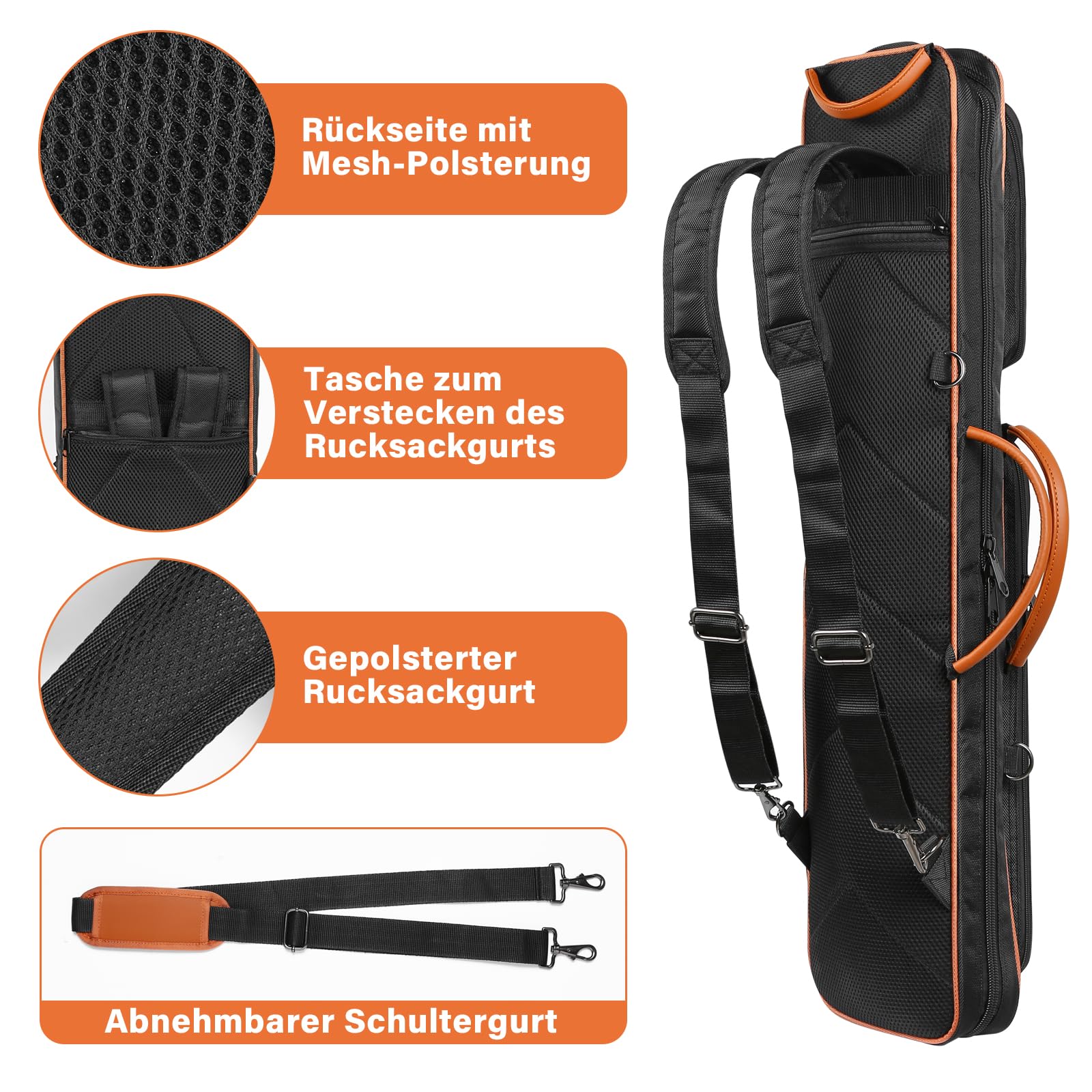 4x5 Billard Queue Tasche für 4 Unterteile und 5 Schäfte,Weich Gepolsterte Pool Queue Tasche mit Großen Vordertaschen für Billard-Zubehör,Billard Queue Koffer mit Schultergurten für Einfaches Tragen