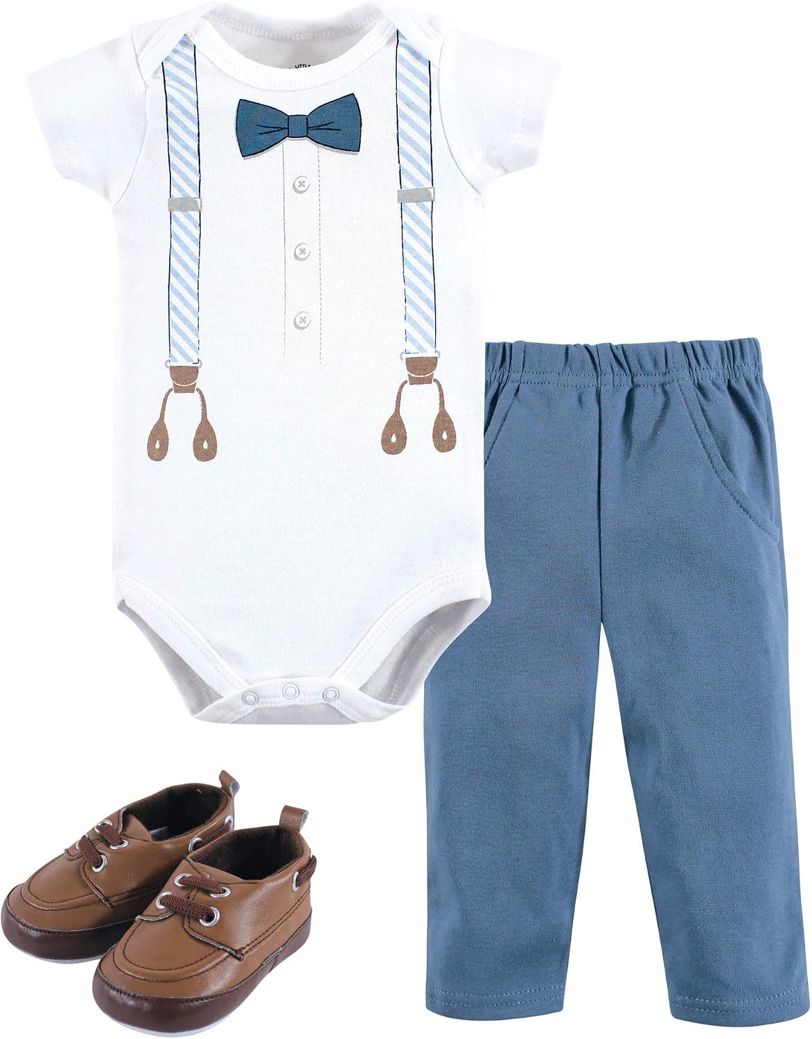 Little Treasure Unisex Baby Cotton Bodysuit, Pant and Shoe Set