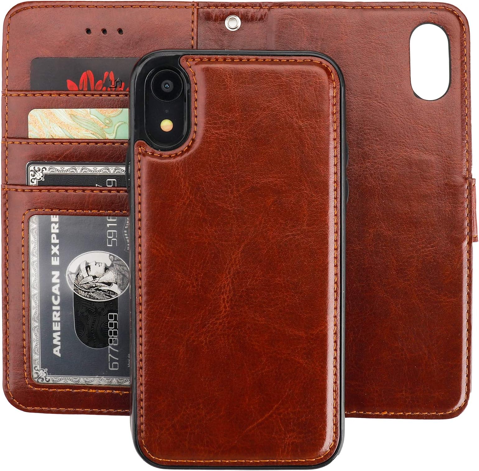 iPhone XR Leather Wallet Case, Crave Vegan Leather Guard