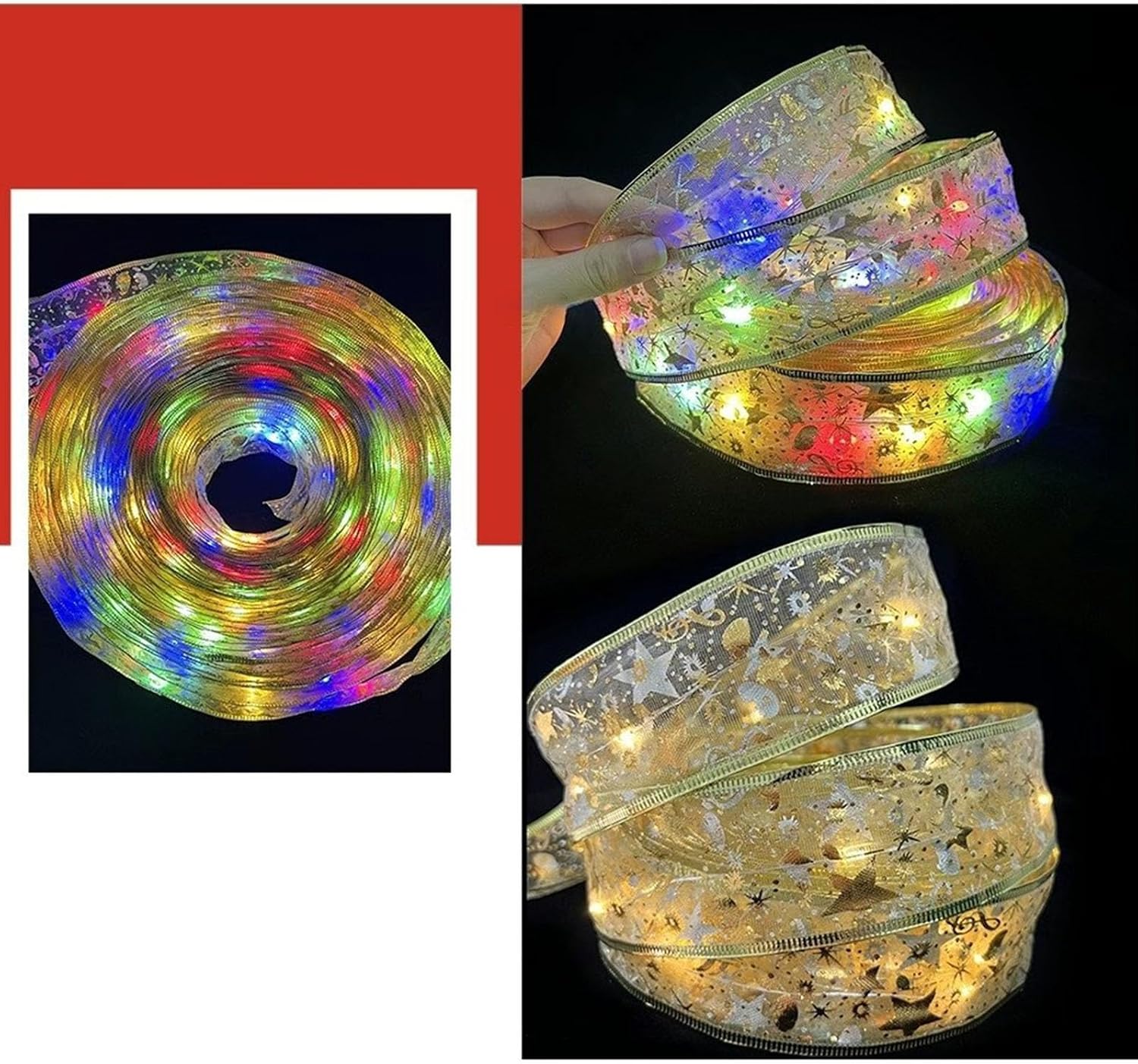hejhncii Your Christmas with Beautifully Designed Ribbon Lights Suitable for Home Party Use Household Supplies Wall Decoration Lights