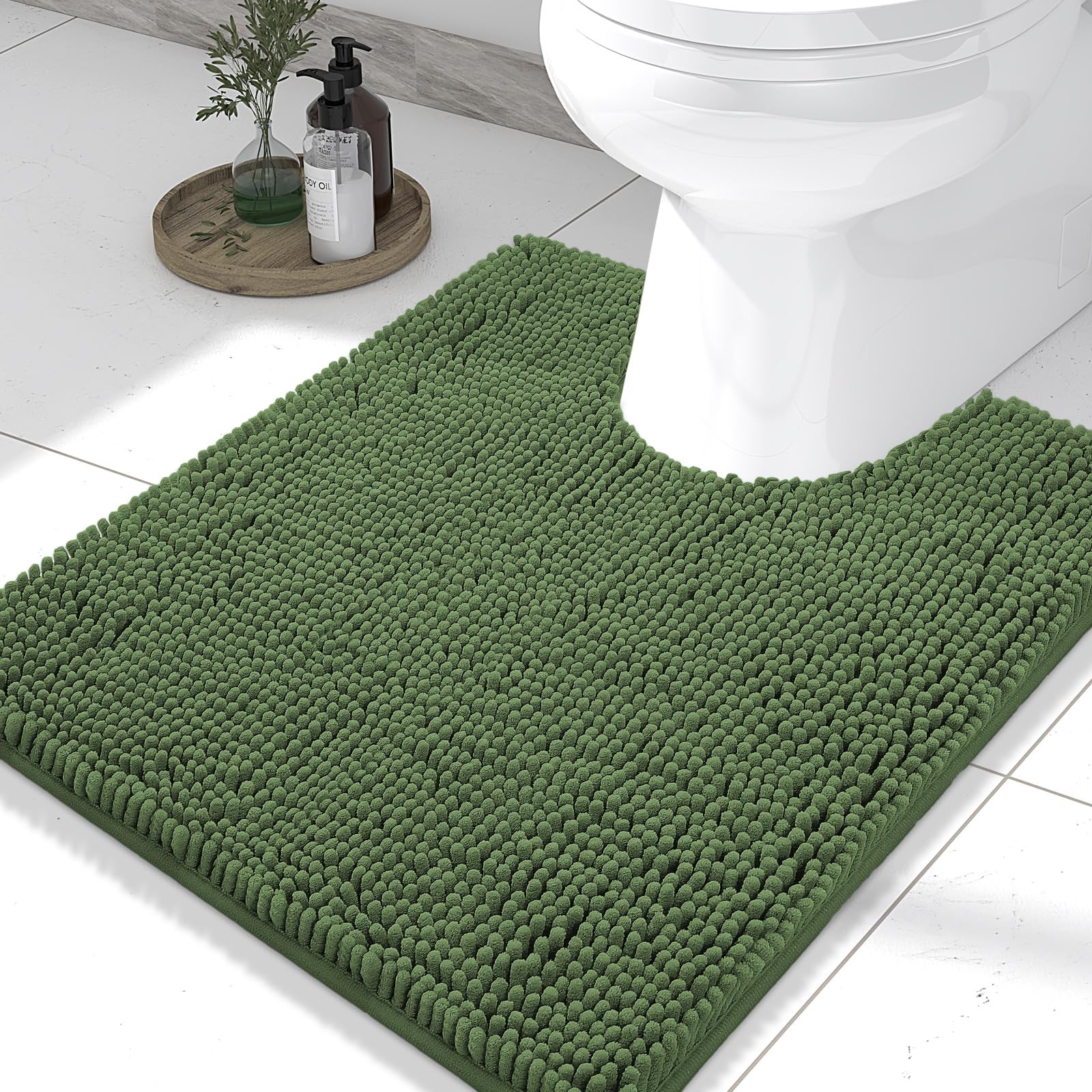 Smiry Toilet Rugs U-Shaped 24x20, Extra Soft Absorbent Contoured Bath Mat