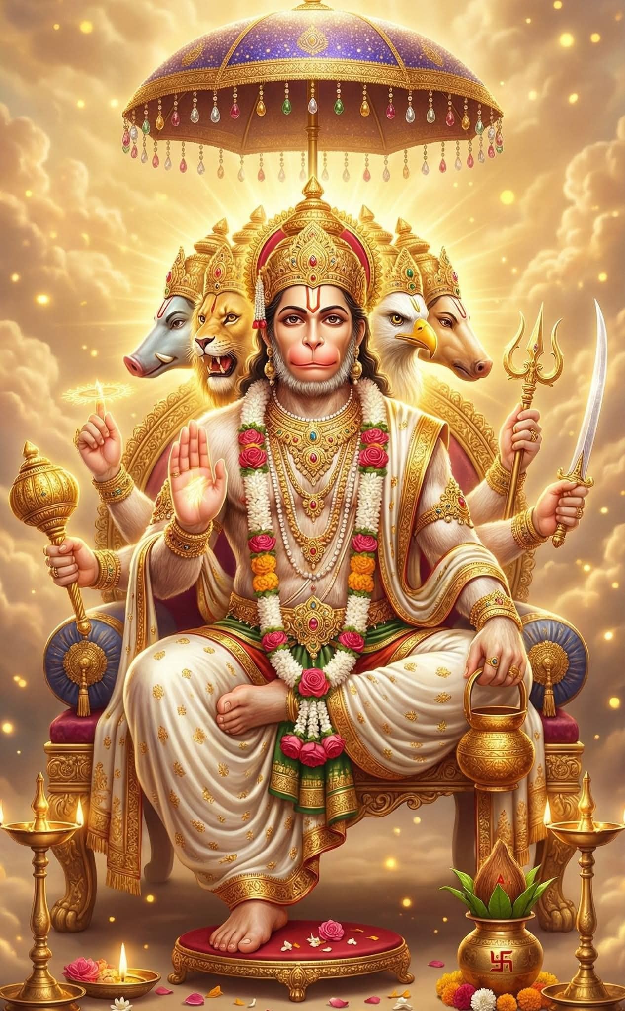 Panchmukhi Hanuman Wall Poster vinyl sticker poster For Home Decor,Office, Hall, Living Room, Bedroom, Kids Room 18 inch X 12 inch, Rolled-image-47